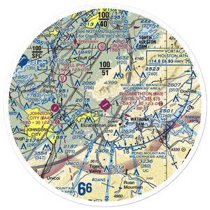 Elizabethton Municipal Airport (0A9) VFR Sectional Sticker (30 mile)