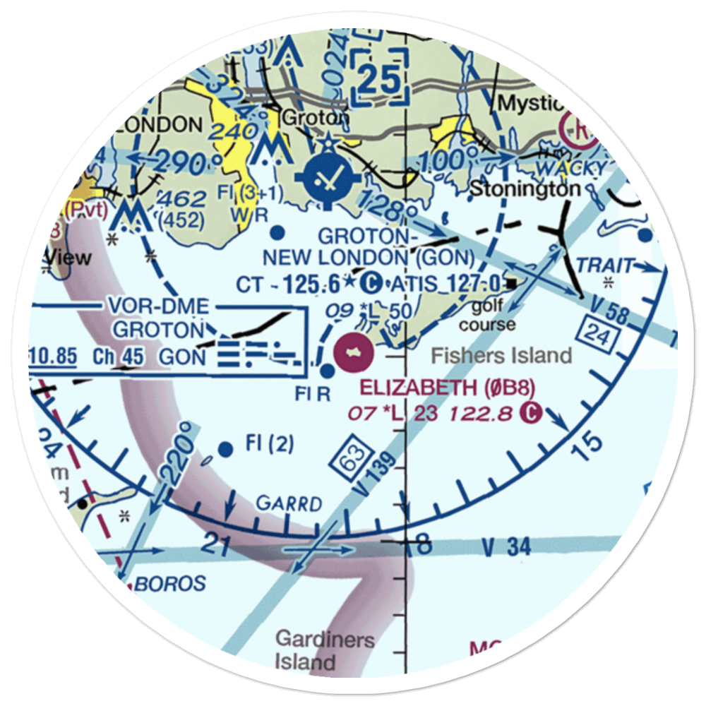 Elizabeth Field (0B8) VFR Sectional Sticker (20 mile) 