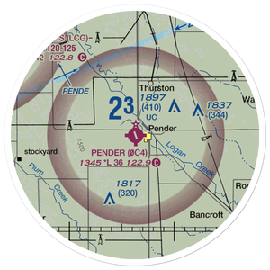 Pender Municipal Airport (0C4) VFR Sectional Sticker (20 mile)