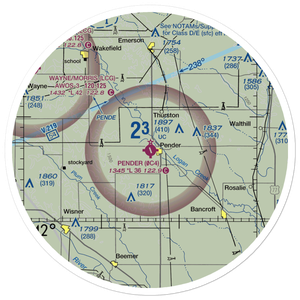 Pender Municipal Airport (0C4) VFR Sectional Sticker (30 mile)