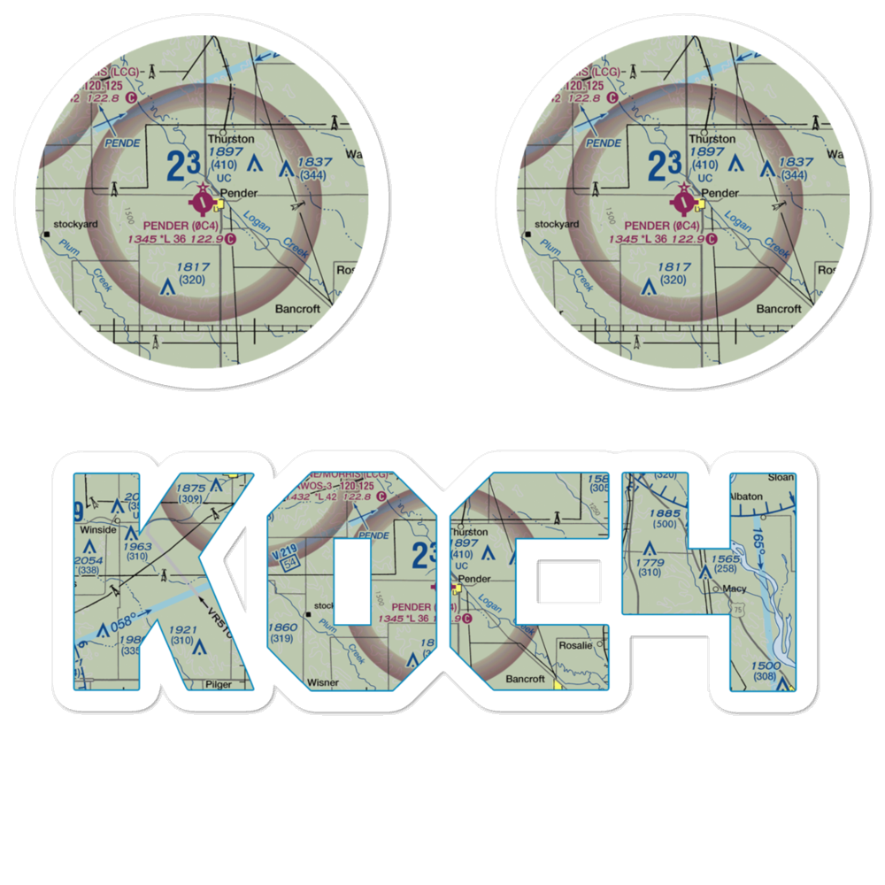 Pender Municipal Airport (0C4) VFR Sectional Sticker Pack 