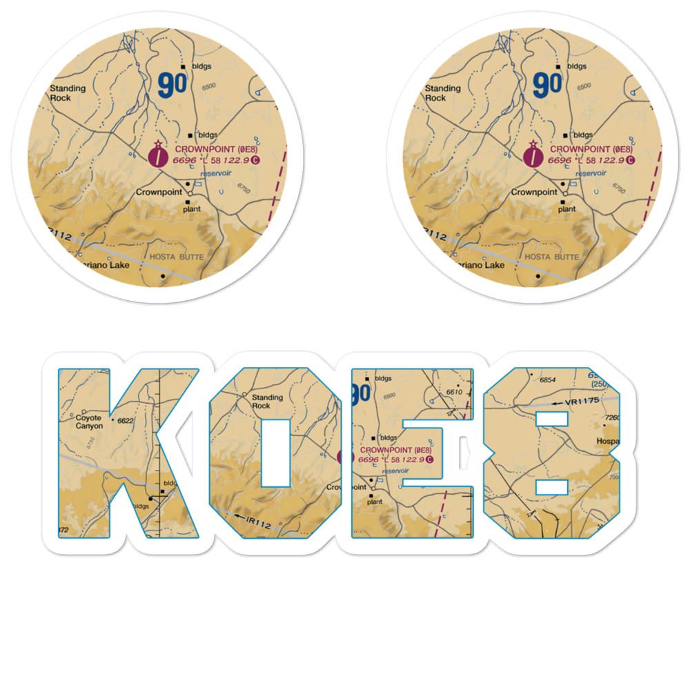 Crownpoint Airport (0E8) VFR Sectional Sticker Pack 