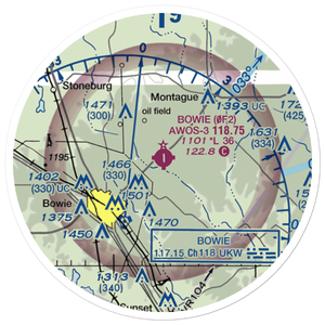 Bowie Municipal Airport (0F2) VFR Sectional Sticker (20 mile)