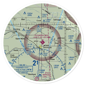 Tecumseh Municipal Airport (0G3) VFR Sectional Sticker (30 mile)