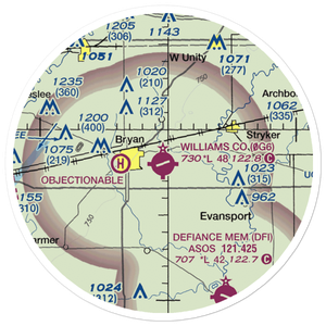 Williams County Airport (0G6) VFR Sectional Sticker (20 mile)