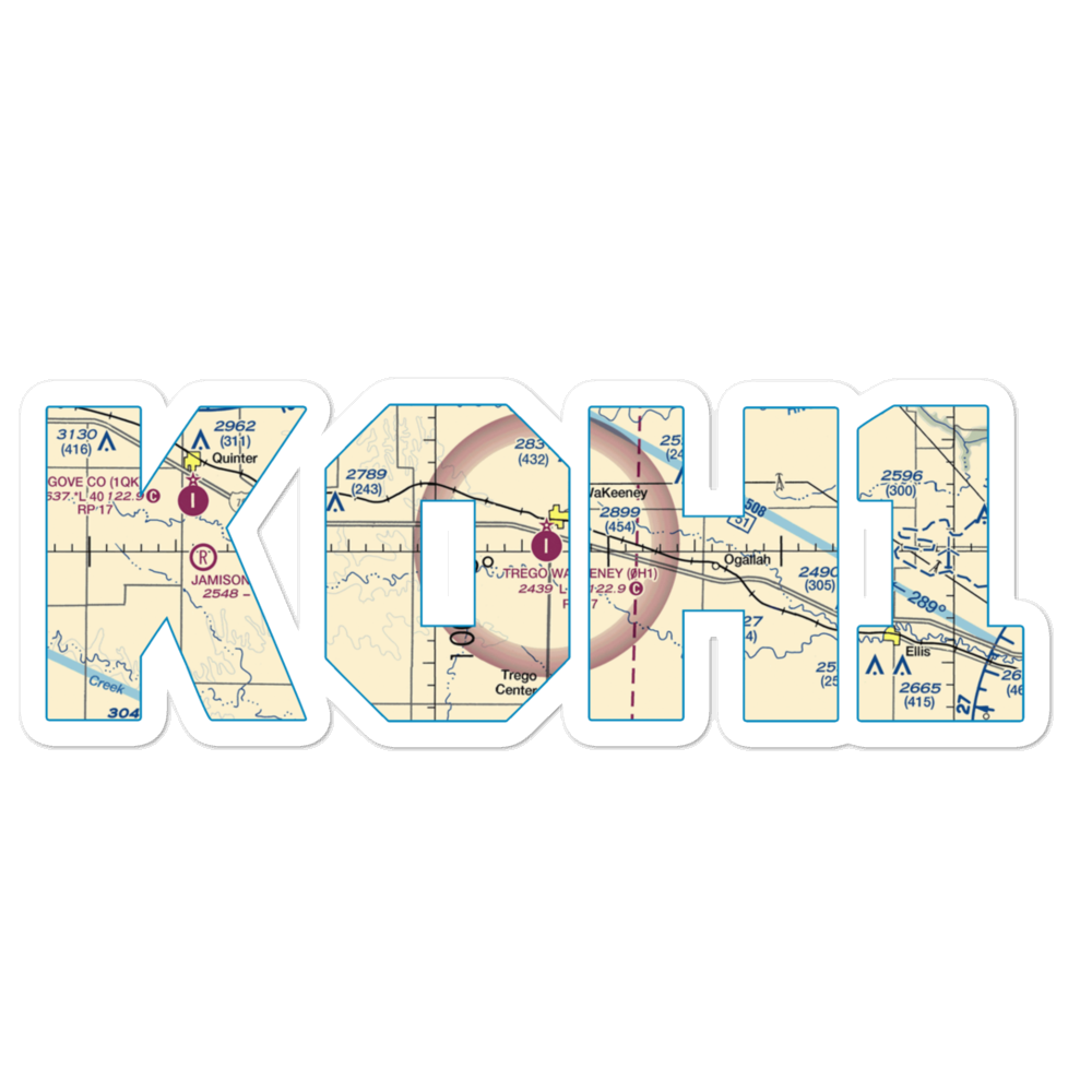 Trego Wakeeney Airport (0H1) VFR Sectional Sticker 