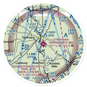 Cynthiana-Harrison County Airport (0I8) VFR Sectional Sticker (20 mile)