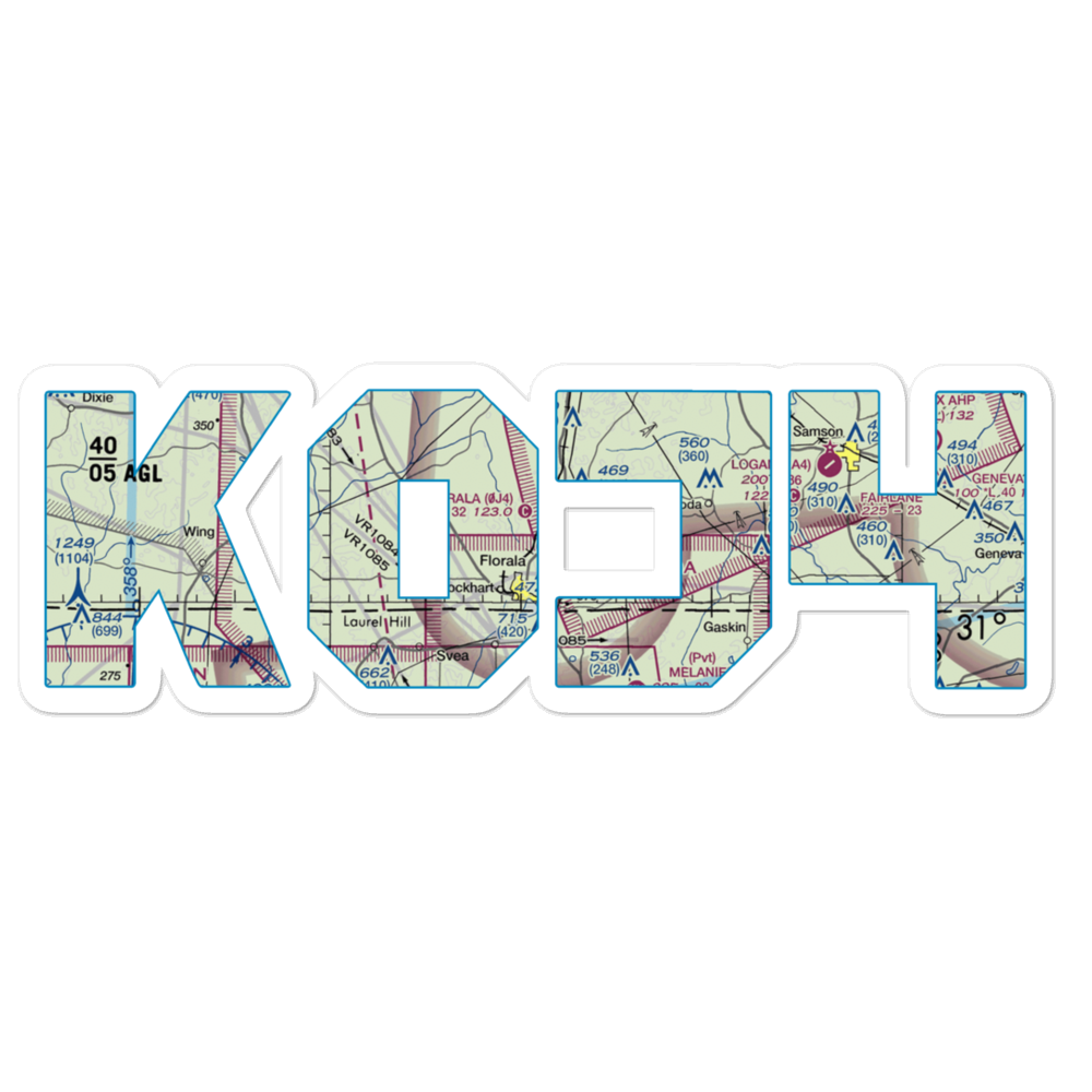 Florala Municipal Airport (0J4) VFR Sectional Sticker 