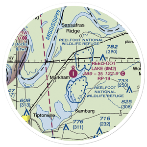 Reelfoot Lake Airport (0M2) VFR Sectional Sticker (20 mile)