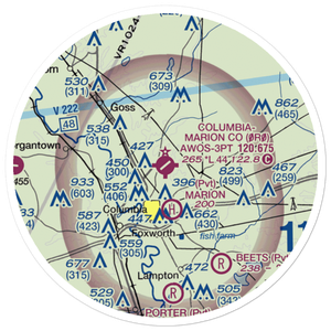 Columbia-Marion County Airport (0R0) VFR Sectional Sticker (20 mile)