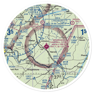 Brookneal/Campbell County Airport (0V4) VFR Sectional Sticker (30 mile)