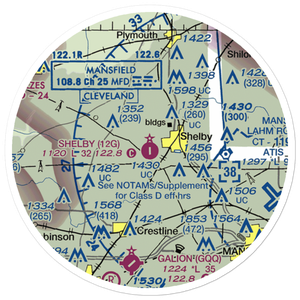 Shelby Community Airport (12G) VFR Sectional Sticker (20 mile)