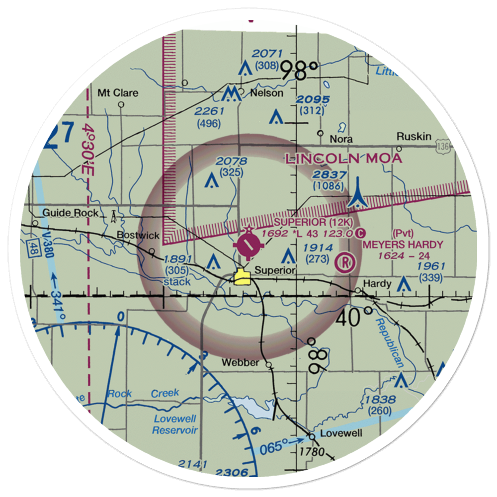 Superior Municipal Airport (12K) VFR Sectional Sticker (30 mile) 