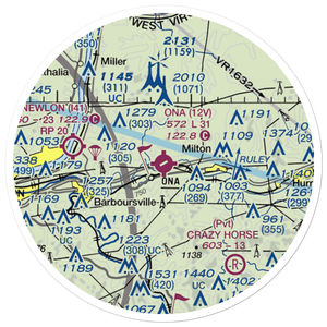 Ona Airpark (12V) VFR Sectional Sticker (20 mile)