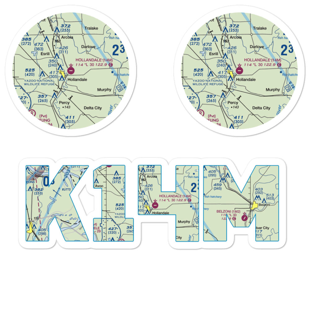 Hollandale Municipal Airport (14M) VFR Sectional Sticker Pack 