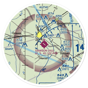 Dawson Municipal Airport (16J) VFR Sectional Sticker (20 mile)