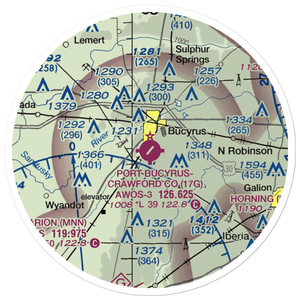 Port-Bucyrus-Crawford County Airport (17G) VFR Sectional Sticker (20 mile)