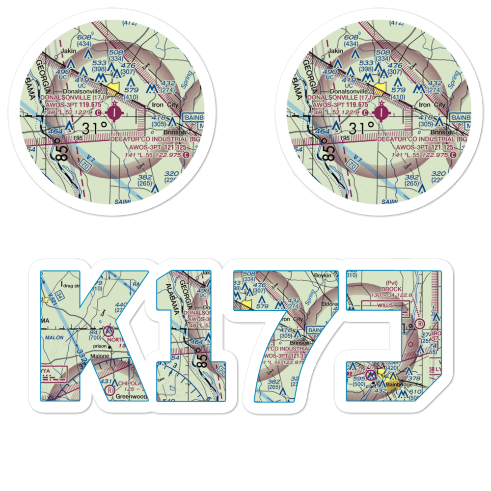 Donalsonville Municipal Airport (17J) VFR Sectional Sticker Pack 