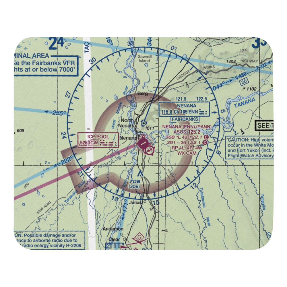 Nenana Municipal Airport (ENN) VFR Sectional Mouse Pad 