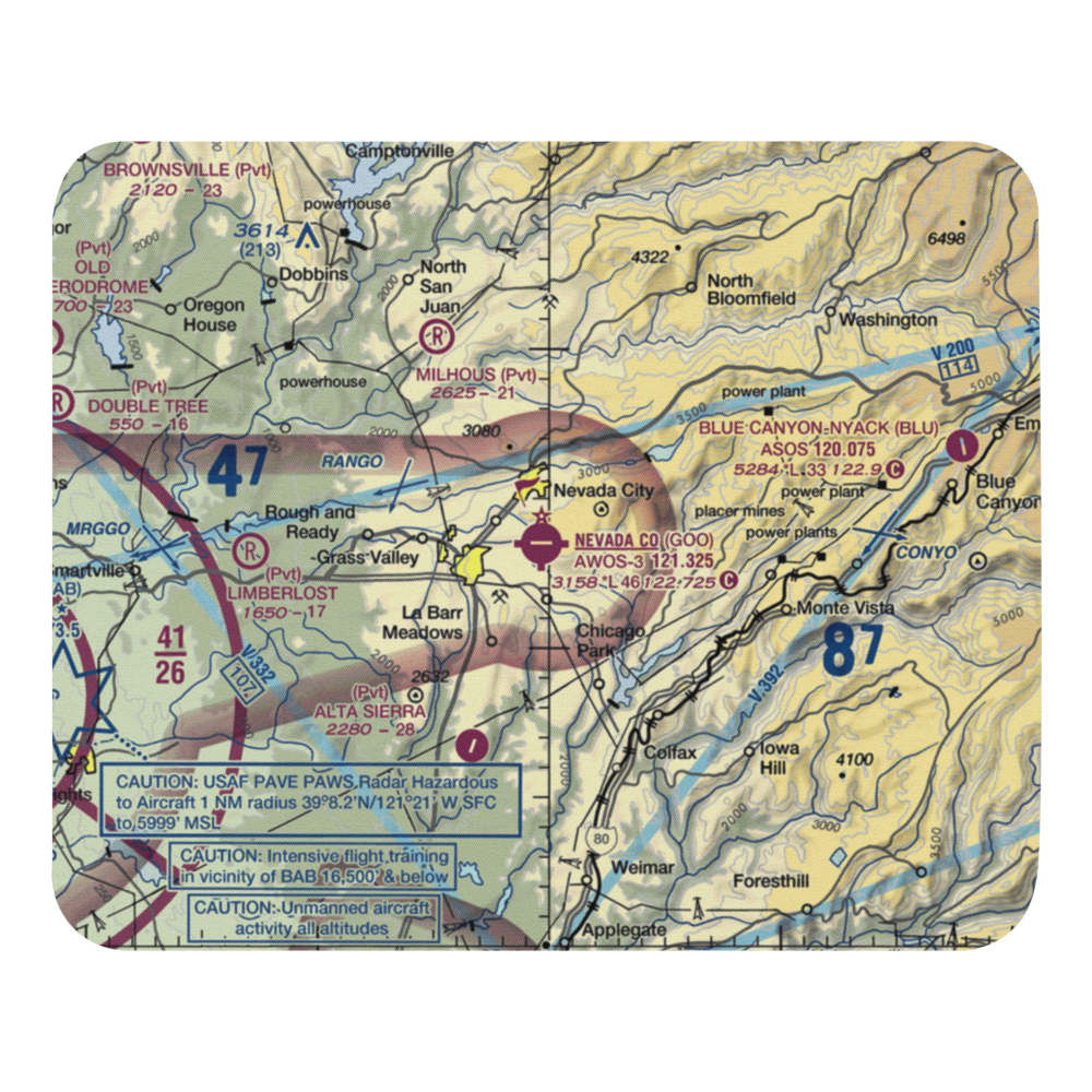 Nevada County Airport (GOO) VFR Sectional Mouse Pad 
