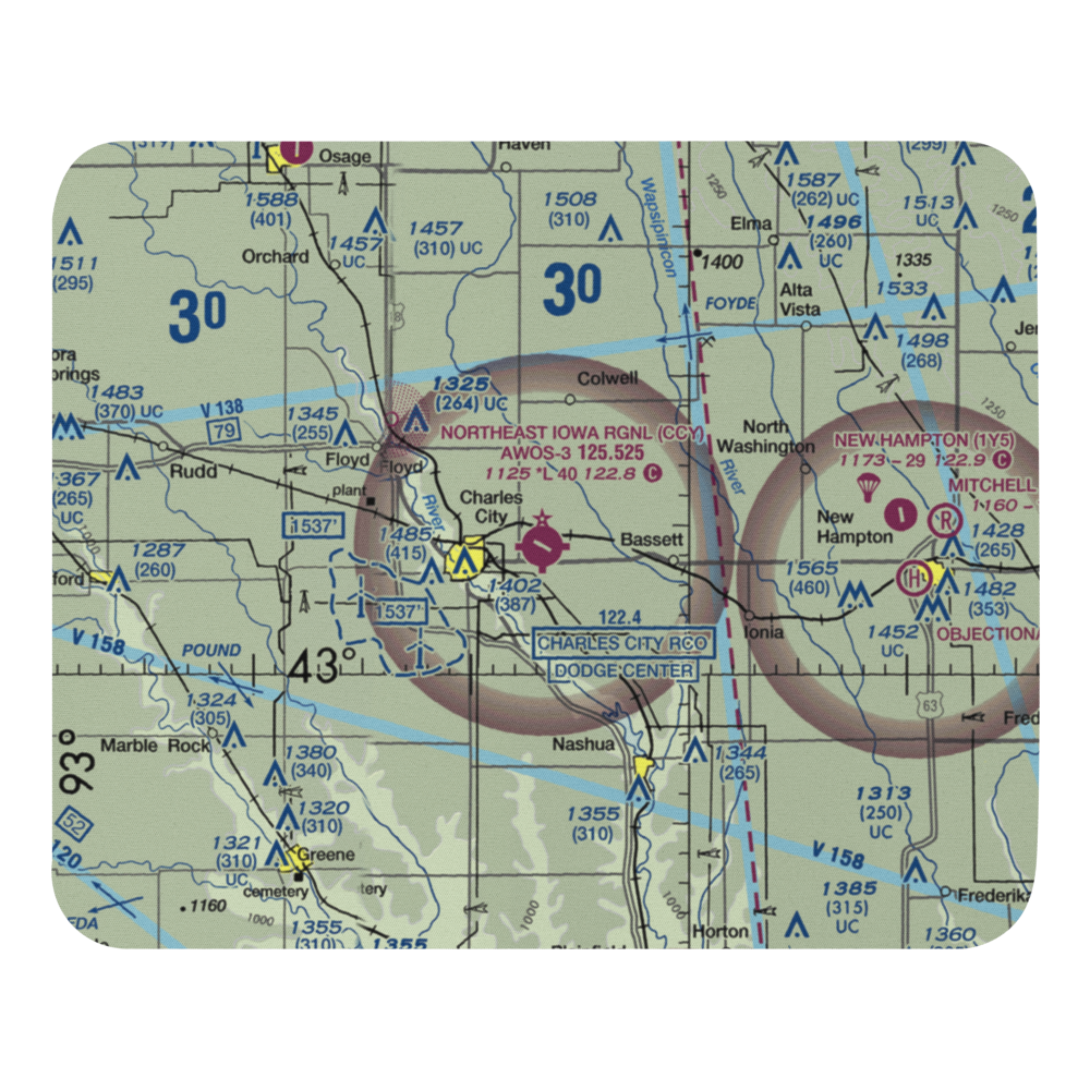 Northeast Iowa Regional Airport (CCY) VFR Sectional Mouse Pad 