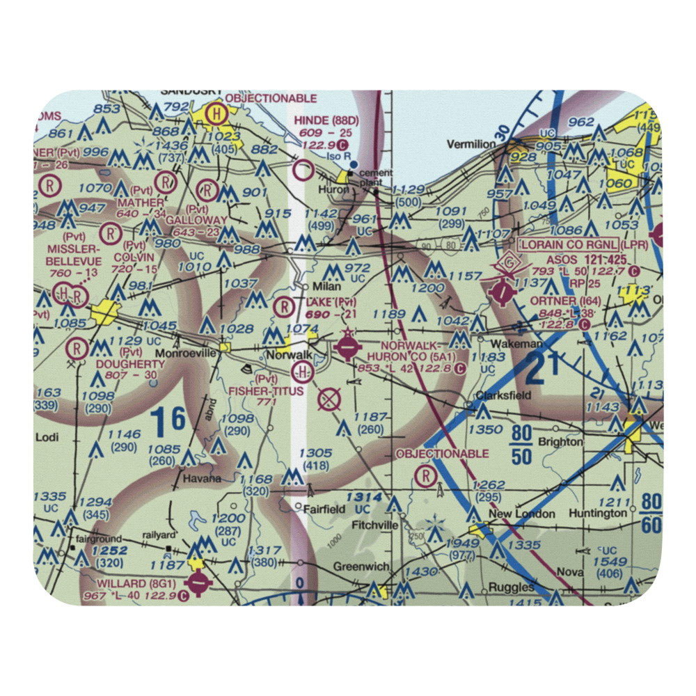 Norwalk Huron County Airport (5A1) VFR Sectional Mouse Pad 