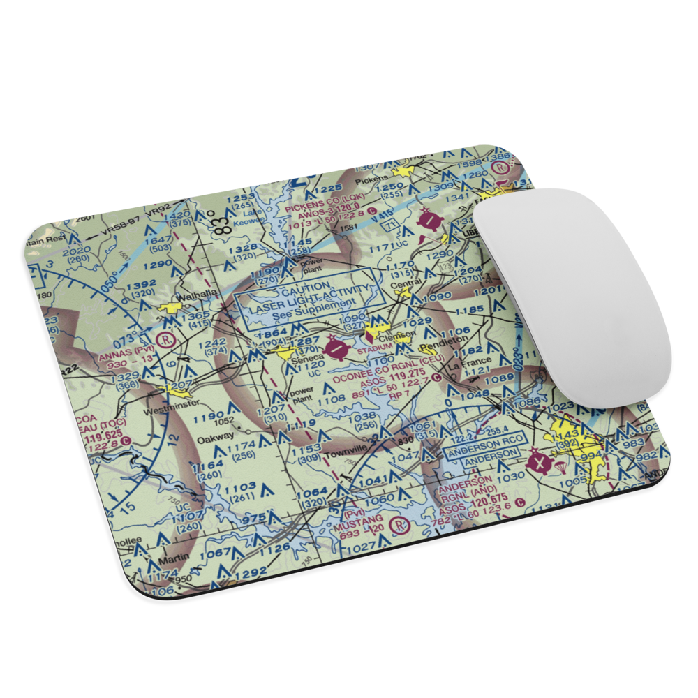 Oconee County Regional Airport (CEU) VFR Sectional Mouse Pad 