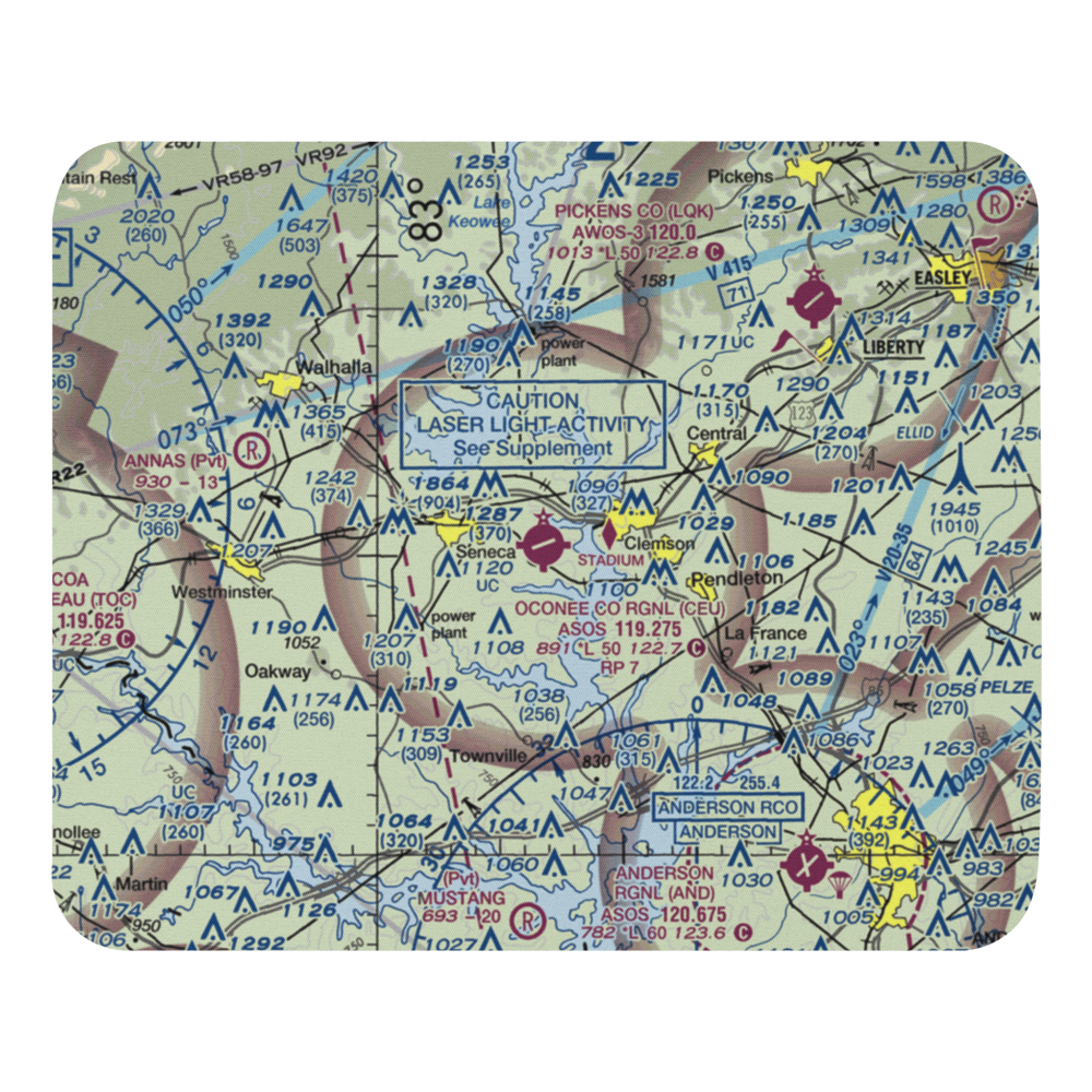 Oconee County Regional Airport (CEU) VFR Sectional Mouse Pad 