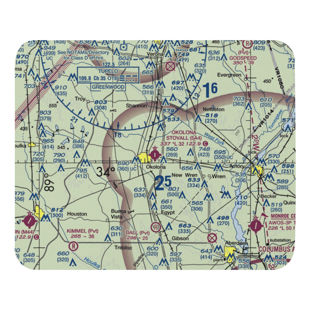 Okolona Municipal-Richard Stovall Field (5A4) VFR Sectional Mouse Pad 