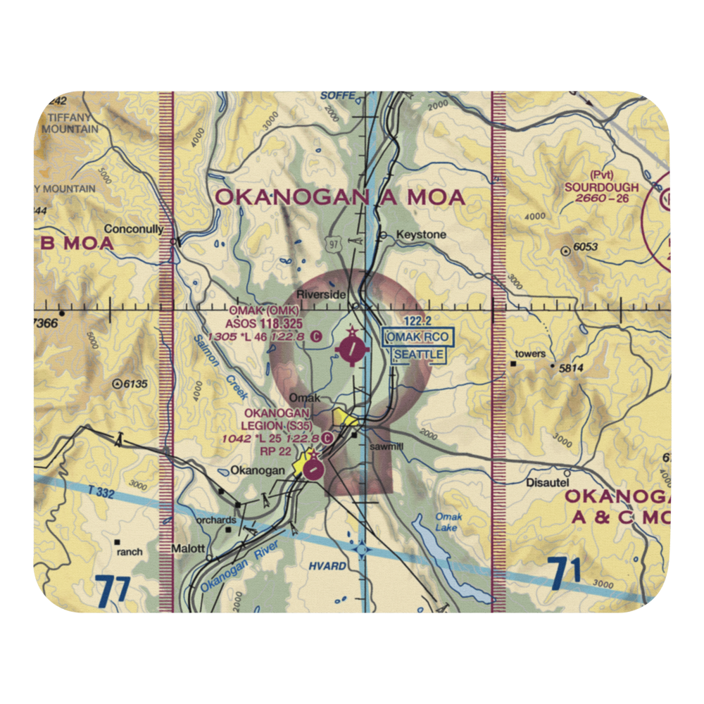 Omak Airport (OMK) VFR Sectional Mouse Pad 