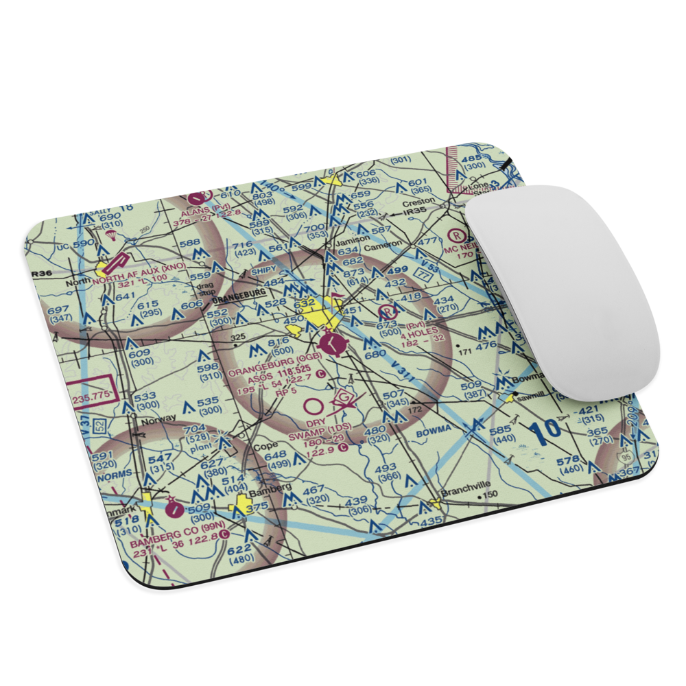 Orangeburg Municipal Airport (OGB) VFR Sectional Mouse Pad 