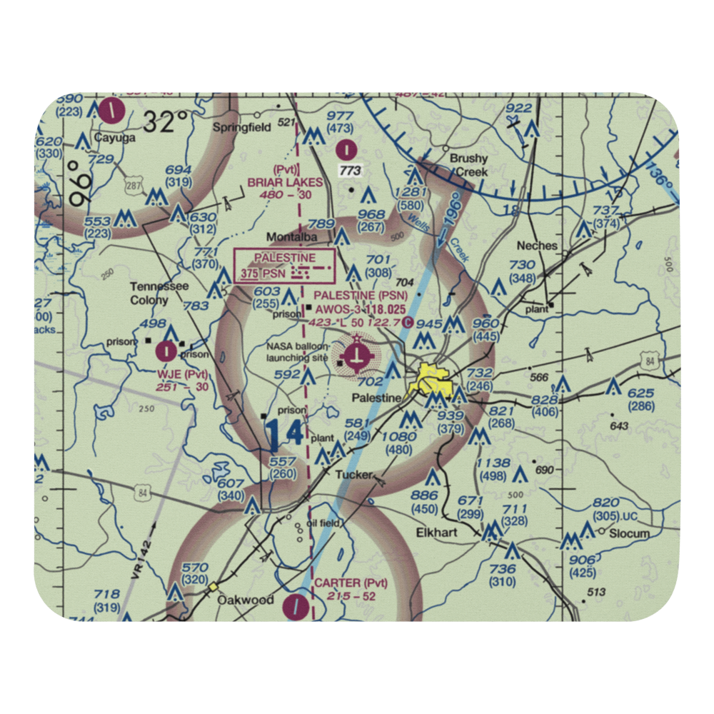 Palestine Municipal Airport (PSN) VFR Sectional Mouse Pad 