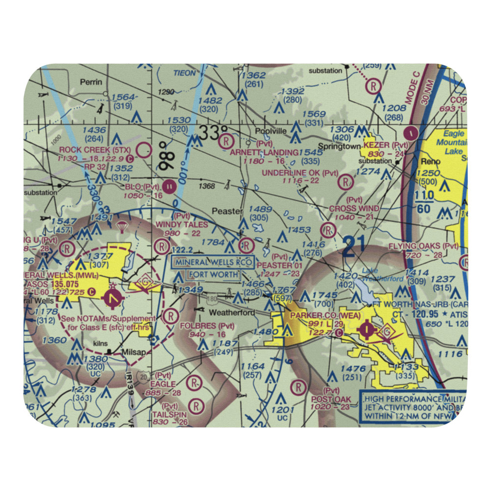 Peaster 01 Airport (XS53) VFR Sectional Mouse Pad 