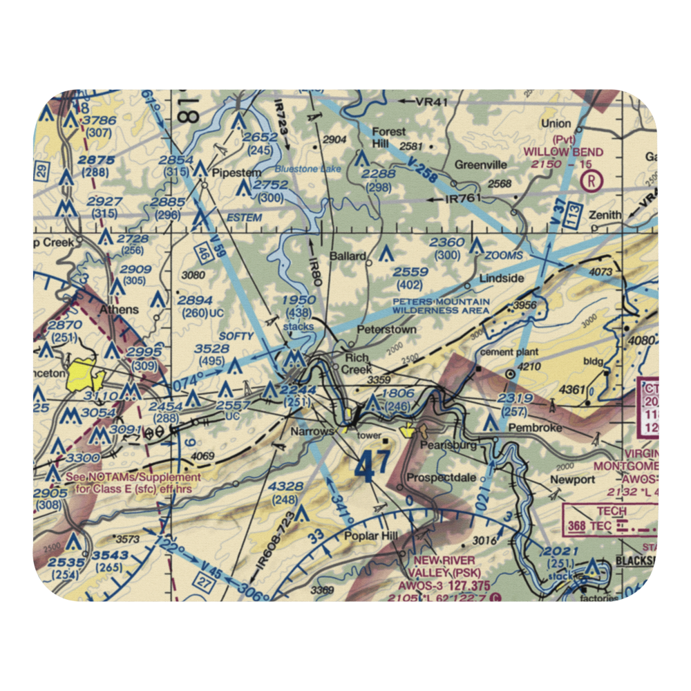 Peterstown Airport (WV10) VFR Sectional Mouse Pad 