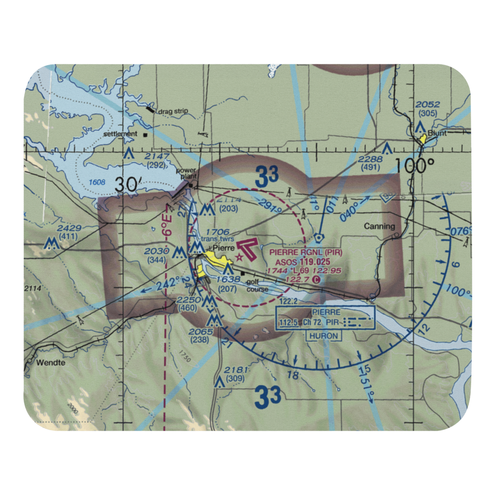 Pierre Regional Airport (PIR) VFR Sectional Mouse Pad 