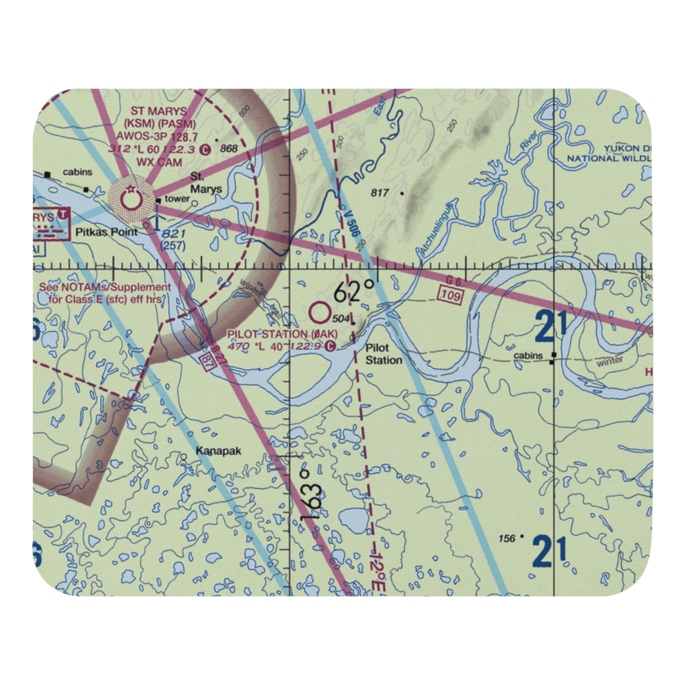 Pilot Station Airport (0AK) VFR Sectional Mouse Pad 