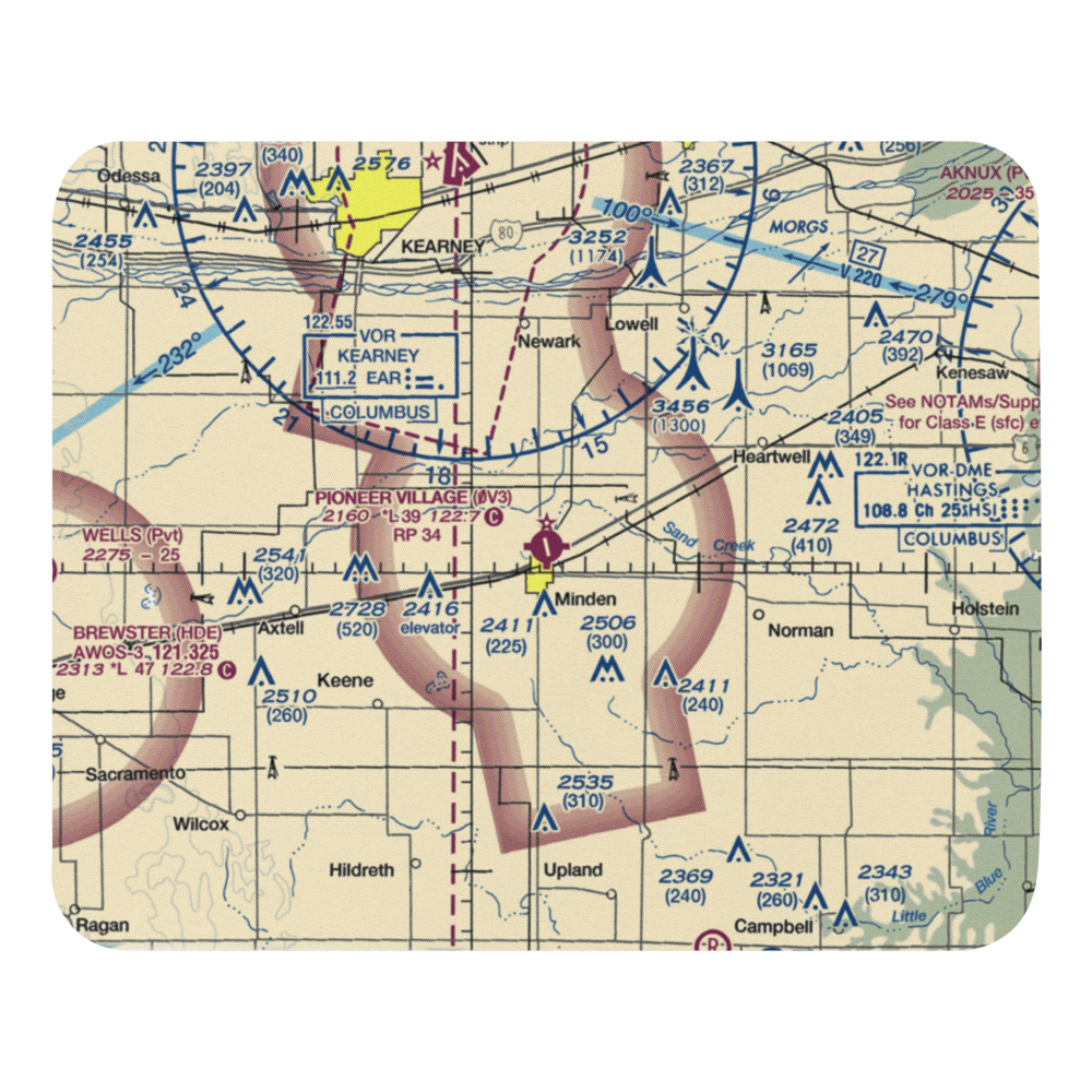 Pioneer Village Field (0V3) VFR Sectional Mouse Pad 