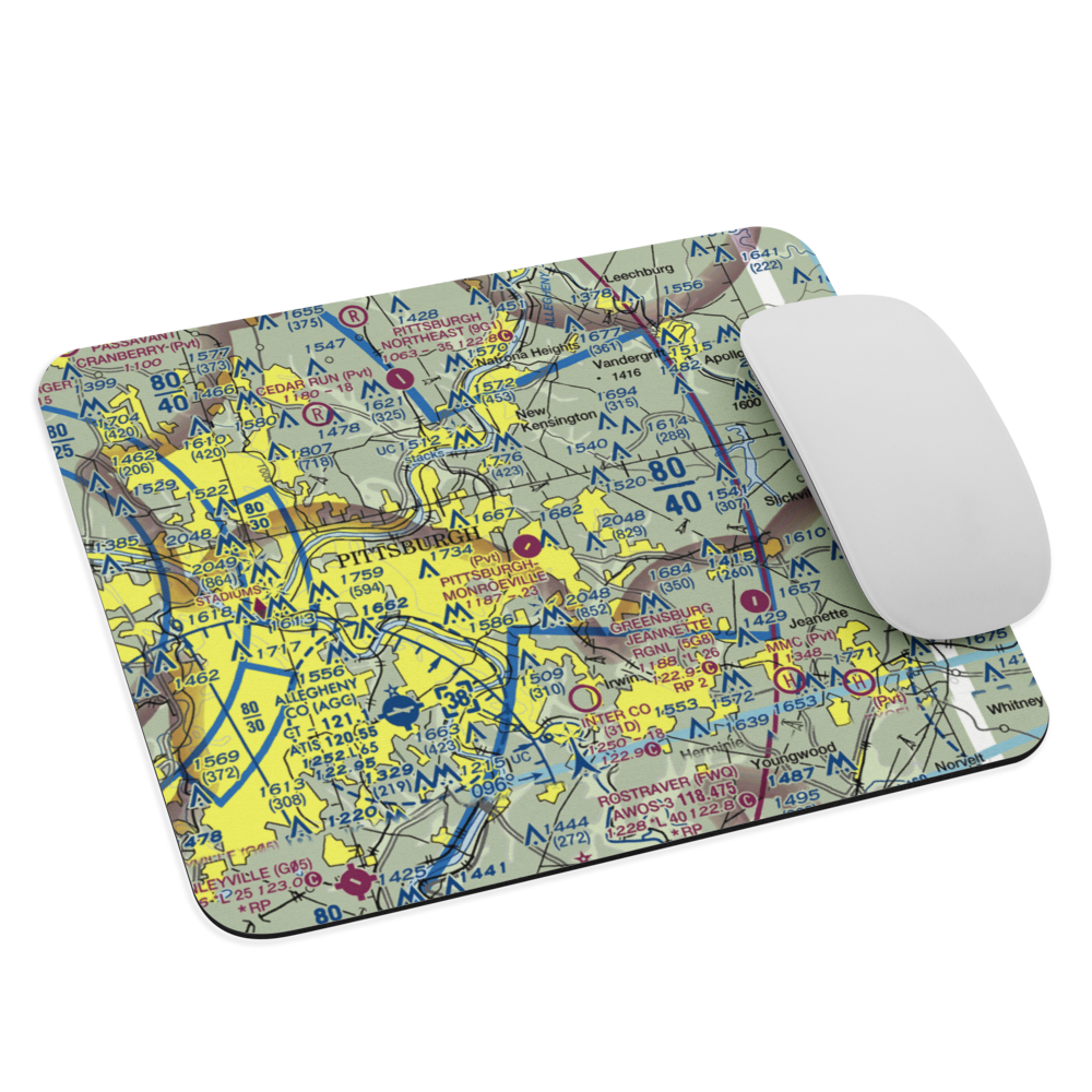 Pittsburgh-Monroeville Airport (15PA) VFR Sectional Mouse Pad 