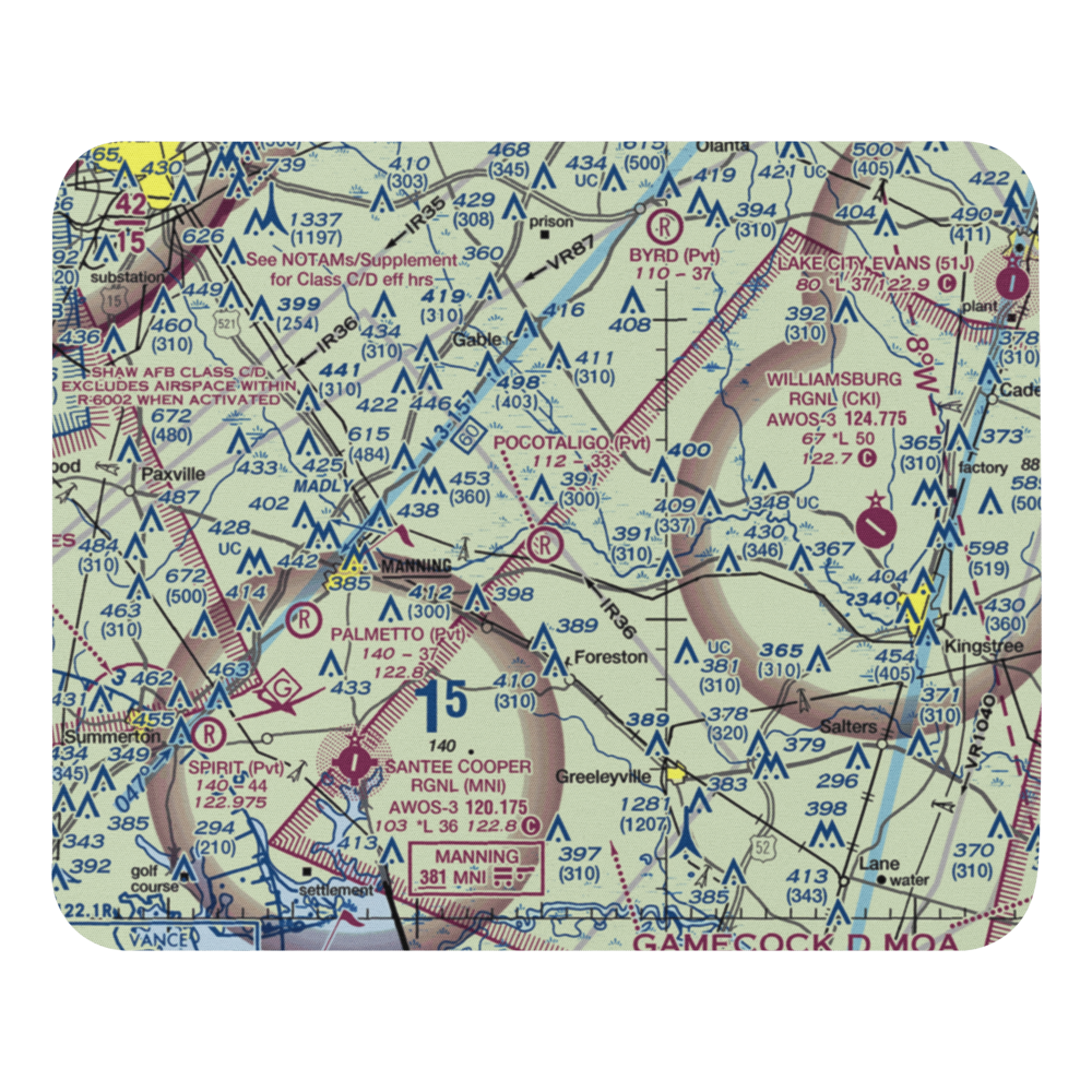 Pocotaligo Airport (SC38) VFR Sectional Mouse Pad 