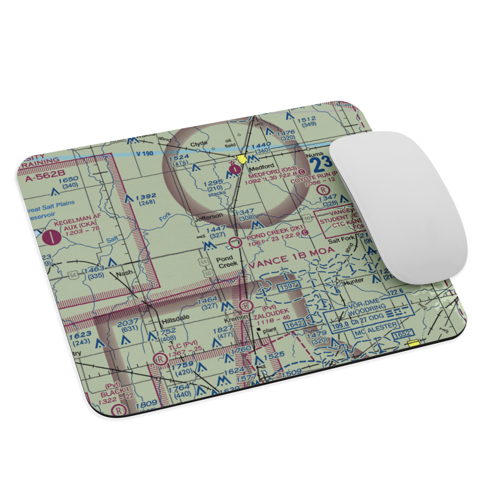 Pond Creek Municipal Airport (2K1) VFR Sectional Mouse Pad 