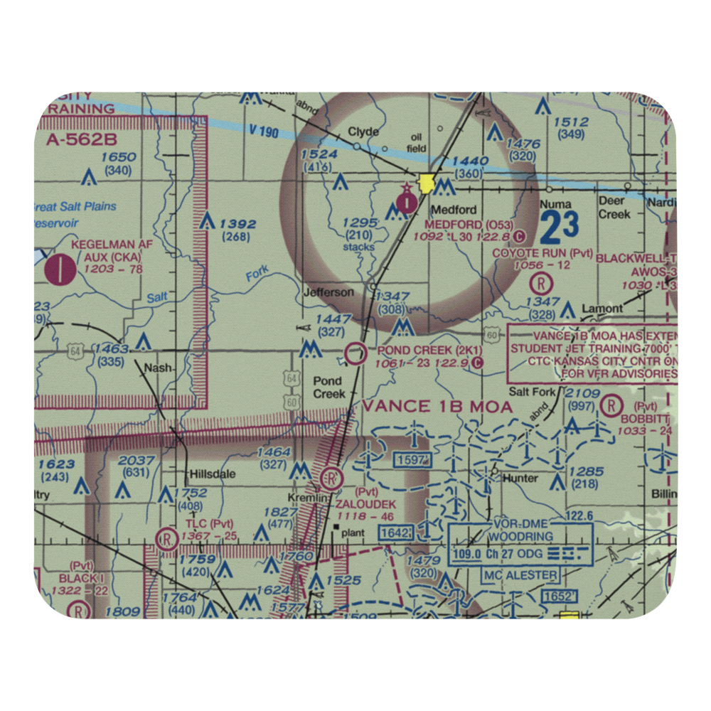 Pond Creek Municipal Airport (2K1) VFR Sectional Mouse Pad 