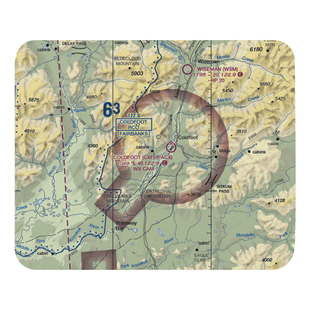 Porcupine Creek Airport (PCK) VFR Sectional Mouse Pad 