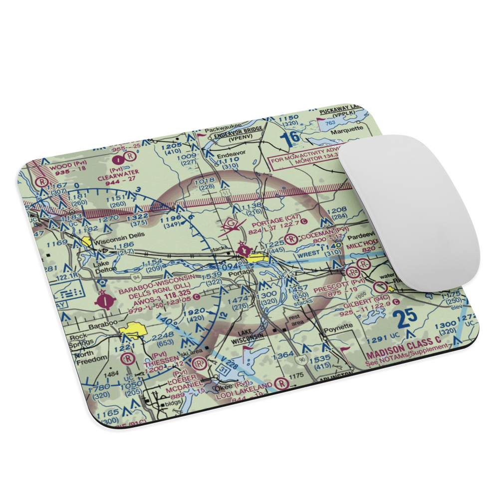 Portage Municipal Airport (C47) VFR Sectional Mouse Pad 