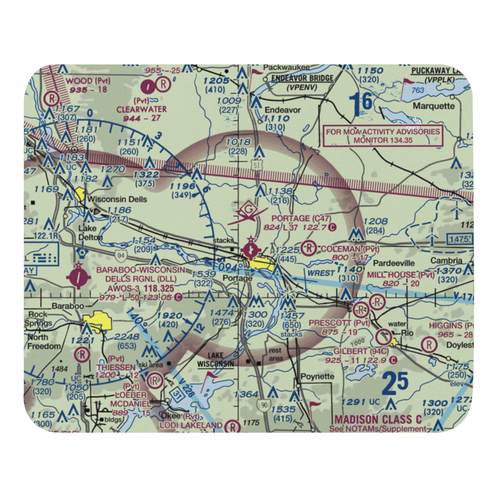 Portage Municipal Airport (C47) VFR Sectional Mouse Pad 