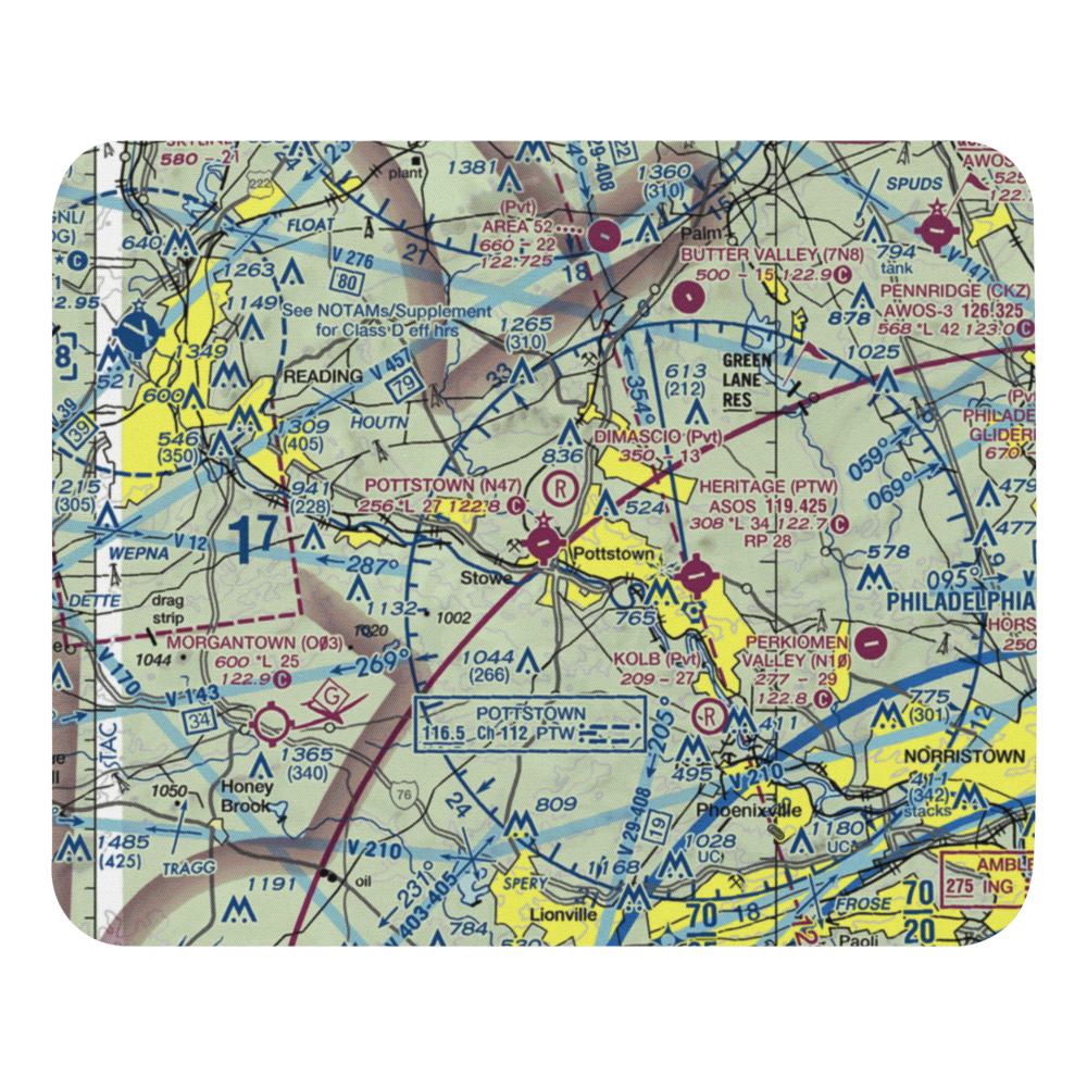 Pottstown Municipal Airport (N47) VFR Sectional Mouse Pad 