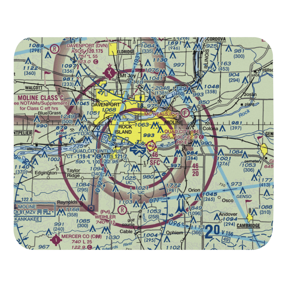 Quad-City Seaplane Base (I04) VFR Sectional Mouse Pad 