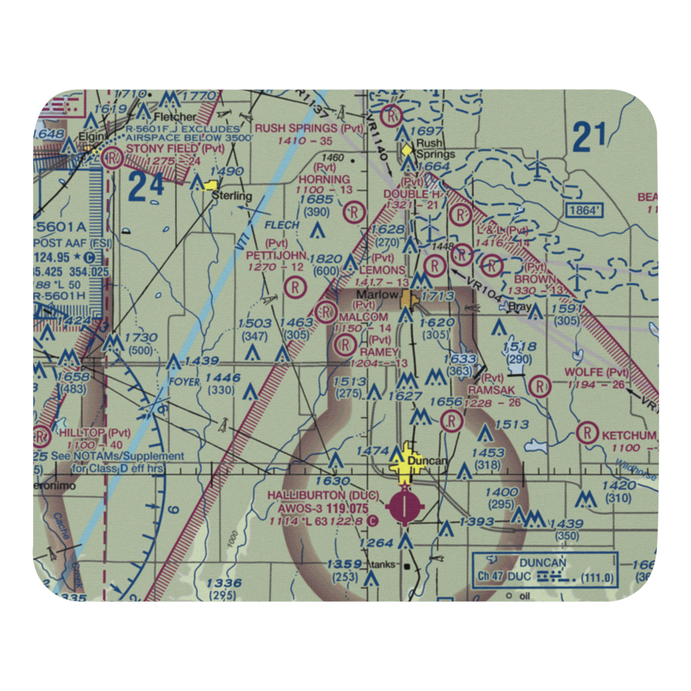 Ramey 1 Airport (0OK8) VFR Sectional Mouse Pad 
