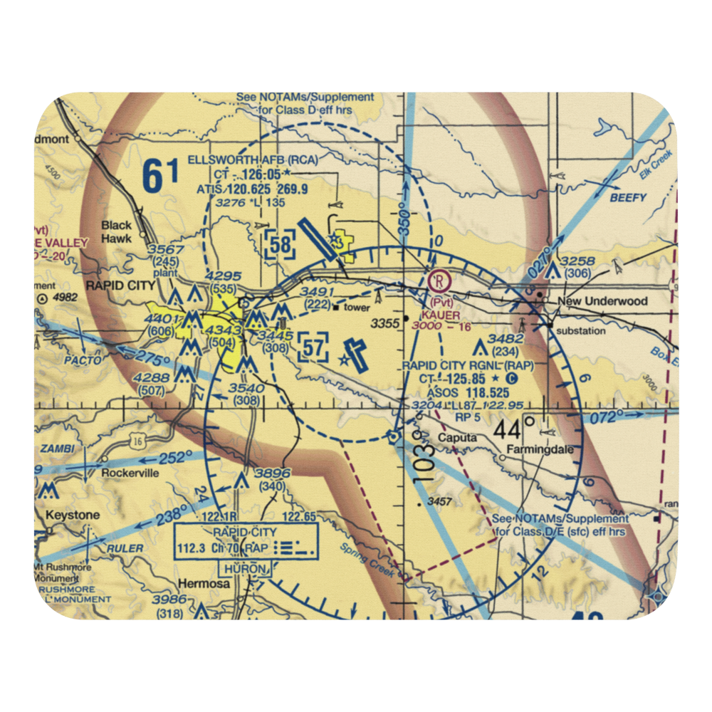Rapid City Regional Airport (RAP) VFR Sectional Mouse Pad 