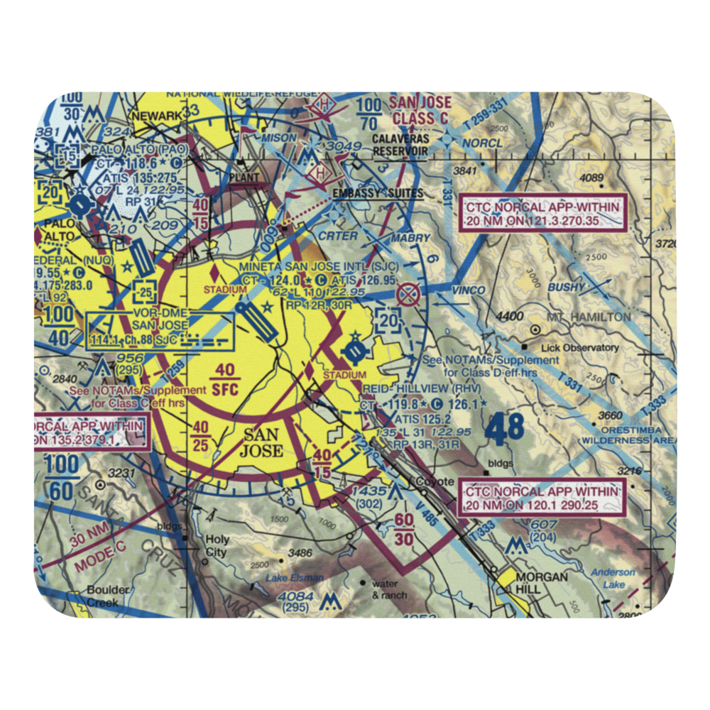 Reid-Hillview Airport of Santa Clara County (RHV) VFR Sectional Mouse Pad 