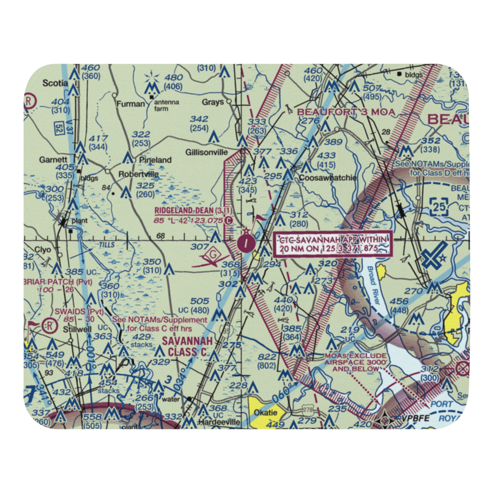 Ridgeland-Claude Dean Airport (3J1) VFR Sectional Mouse Pad 